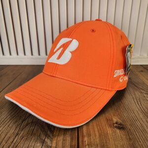 Bridgestone Golf B330 Strapback Hat Orange White Premium Performance Headwear